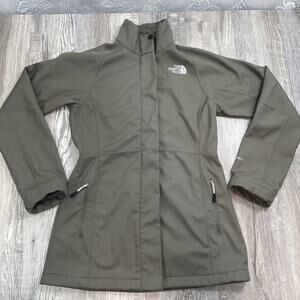 North Face Apex Jacket Long Taupe Green Brown Parka Womens Size Small